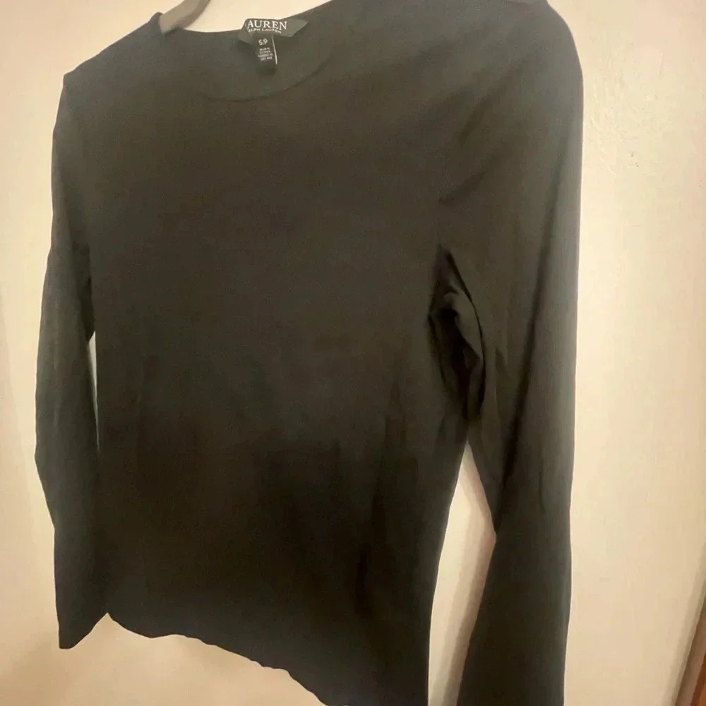 Black Lauren Ralph Lauren long sleeve tee shirt tshirt Small EUC - Picture 3 of 3